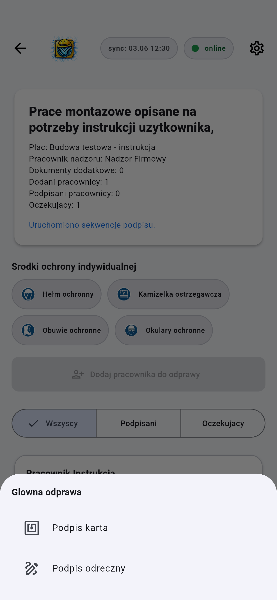 Wybór metody podpisu w aplikacji mobilnej
